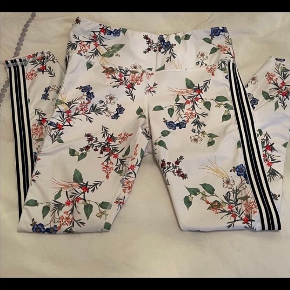 Athleta Floral Racing Stripe Leggings Small
